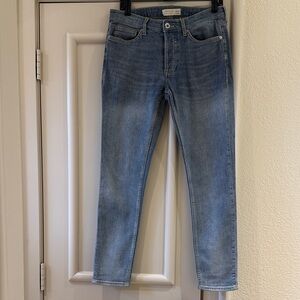 Topman Blue Stretch Skinny Jeans, Size 30